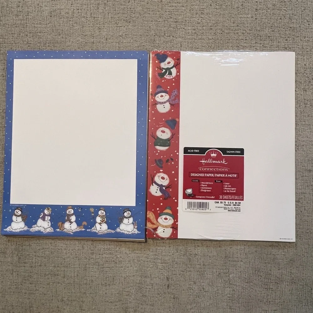 Vtg Christmas Stationery Lot Snowman Winter Paper Envelopes Hallmark Regal Mills